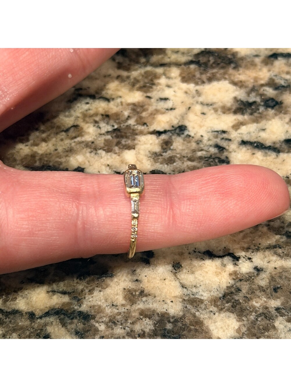 JENNIE KWON DESIGNS JS DIAMOND BAGUETTE EMERALD CUT ENGAGEMENT RING SIZE 5 - Picture 4 of 10